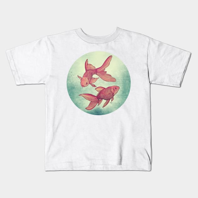 Goldfishes Kids T-Shirt by mikekoubou